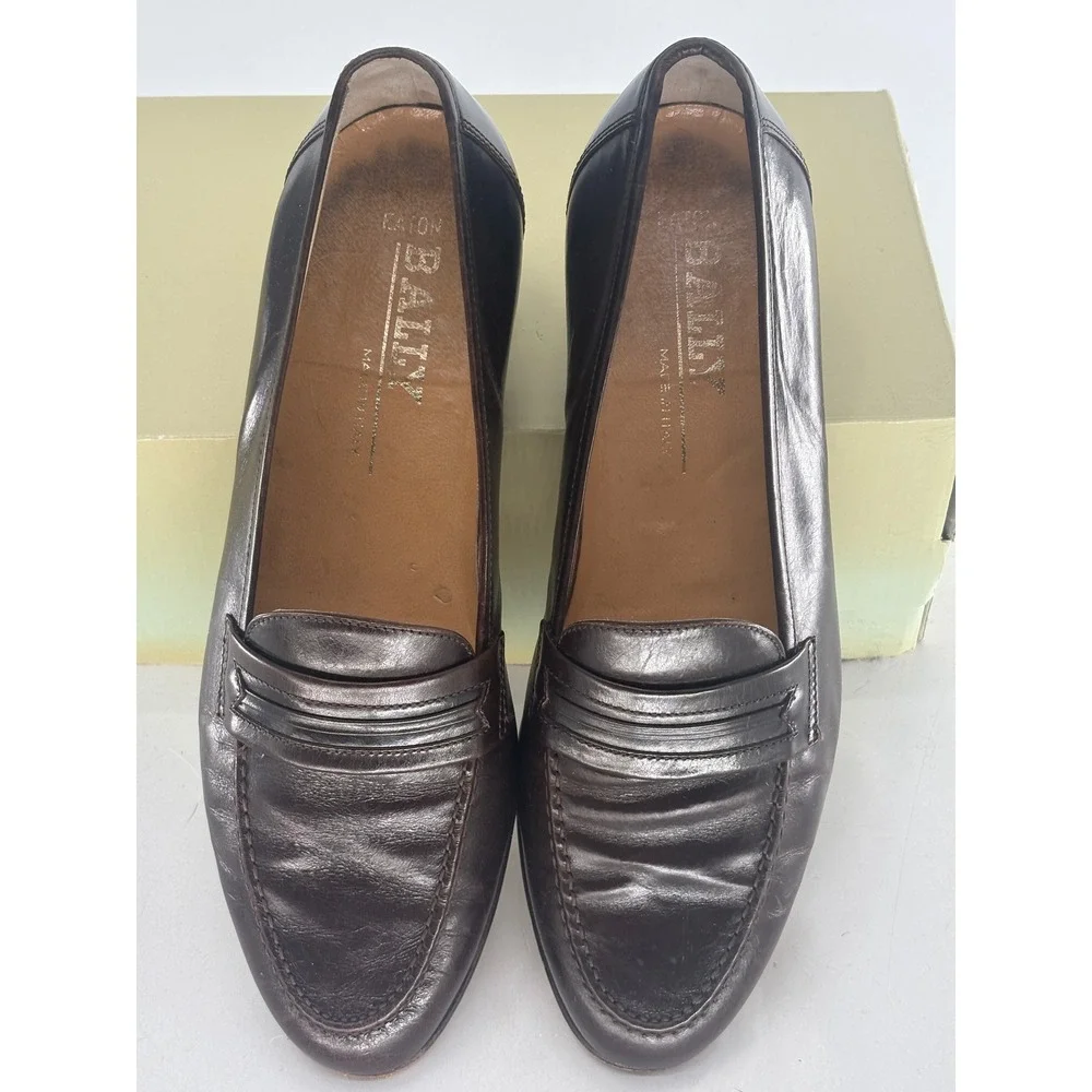 Vintage Bally Loafers Brown Men Size 8.5 Leather Made In Italy